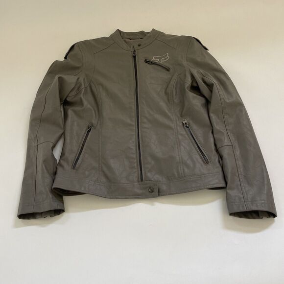 Fox Racing Riders Faux‎ Leather Jacket Womens Biker Size Large Embroidered - Picture 1 of 11
